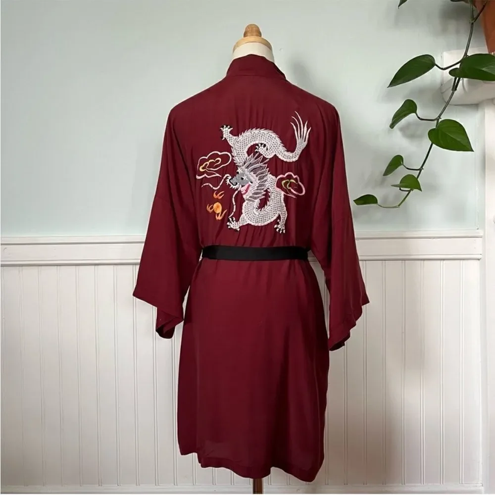 Vintage Health China Embroidered Dragon Robe M - Picture 3 of 12